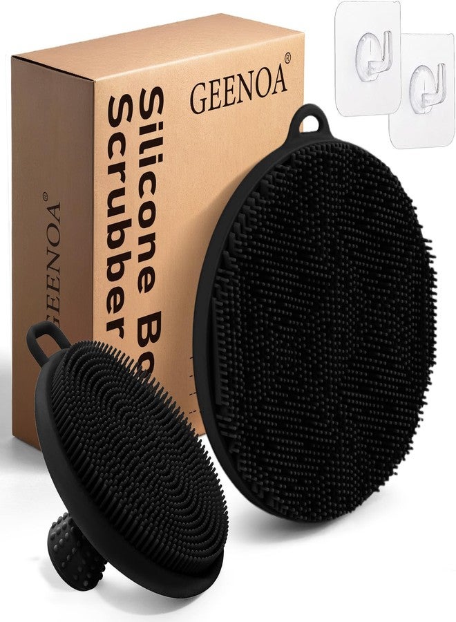 GEENOA Silicone Face & Body Scrubber Set, Exfoliating Body Scrubber Face Scrubber with Dense Bristles & Non-Slip Handle, Gentle Silicone Loofah Face Brush for Good Lathering and Deep Cleansing(Black) - Image 1